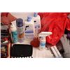 Image 4 : Box of bathroom related items, makeup, essential oils, vintage cell phone