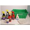 Image 1 : Shopping bin with used vehicle cleaning bottles