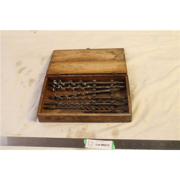 Vintage Wood Bits in Storage Box