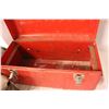 Image 2 : Red Metal Tool Box with Misc Items Bee Smoker