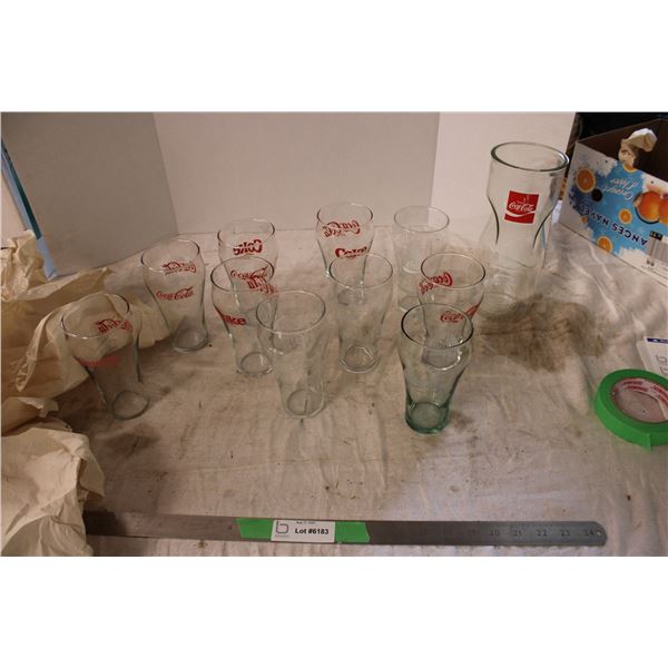 10 Coca Cola Cups and Coca Cola Pitcher