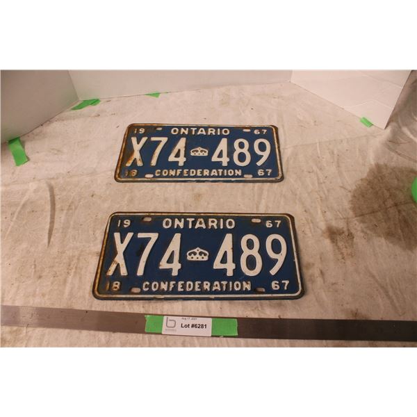 Pair of 1967 Ontario Licence Plates