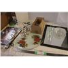 Image 1 : Clear Glass Plates Mirror and Misc Items