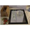 Image 2 : Clear Glass Plates Mirror and Misc Items