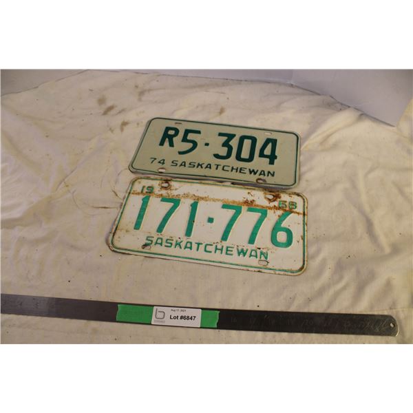 1968, 1974 Saskatchewan Licence Plates