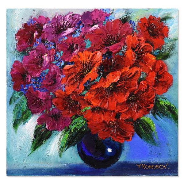 Yana Korobov, "Love Story" Original Acrylic Painting on Canvas, Hand Signed with Letter Authenticity