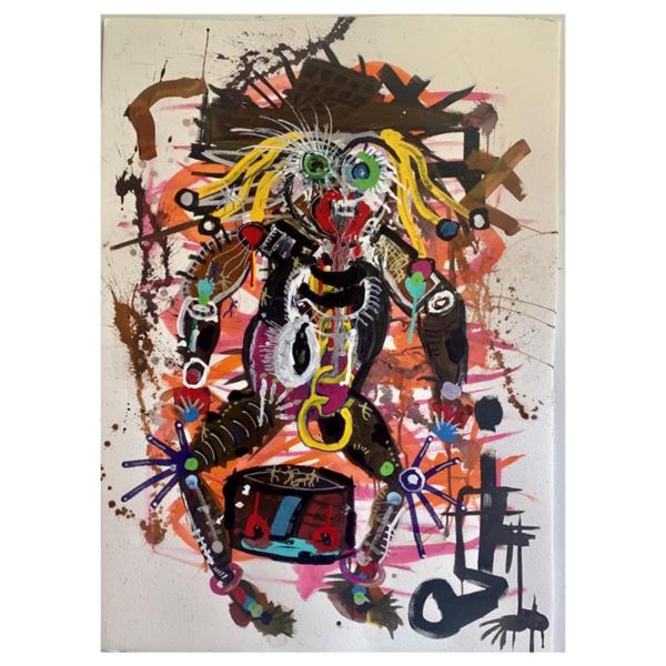 Paul Kostabi, "Sub-Culture of One" Hand Signed Original Painting with Letter of Authenticity.
