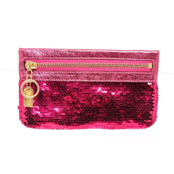 Coach Pink Sequins Clutch Pouch