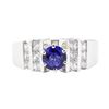 Image 2 : 1.12 ctw Sapphire And Diamond Ring - 14KT White Gold