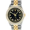 Image 2 : Rolex Mens 2 Tone Black String VS 3 ctw Channel Set Diamond Datejust Wristwatch