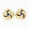 Men's Solid 14k Yellow Gold Sapphire Trinity Infinity Love Knot Heavy Cufflinks