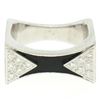14K White Gold 0.30 ctw Diamond & Black Enamel Stone Finished Squared Band Ring