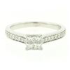 14k White Gold 0.79 ctw Illusion Solitaire Princess Cut Diamond Engagement Ring