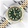 Image 2 : Rolex Mens 2 Tone Green String Diamond & Emerald Datejust Wristwatch Serviced Po