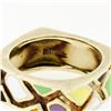 Image 8 : Vintage Martine 14k Gold Multicolored Enamel Mosaic Squared Eternity Band Ring