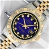 Image 1 : Rolex Mens 2 Tone Blue Vignette String Pyramid Diamond Datejust Wristwatch With