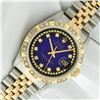 Image 2 : Rolex Mens 2 Tone Blue Vignette String Pyramid Diamond Datejust Wristwatch With