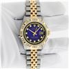 Image 3 : Rolex Mens 2 Tone Blue Vignette String Pyramid Diamond Datejust Wristwatch With