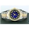 Image 4 : Rolex Mens 2 Tone Blue Vignette String Pyramid Diamond Datejust Wristwatch With