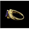 Image 3 : 14KT Yellow Gold 0.99 ctw Tanzanite and Diamond Ring