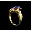 Image 4 : 14KT Yellow Gold 0.99 ctw Tanzanite and Diamond Ring