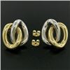 Image 3 : 18K Two Tone Gold Stationary Dual Interlocking Oval Knot Stud Post Earrings 8.6g