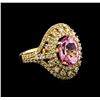 Image 1 : 14KT Yellow Gold 2.81 ctw Kunzite and Diamond Ring