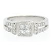 Image 1 : Modern 18k White Gold Princess & Pave Diamond Band Ring in Invisible Setting