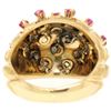 Image 7 : 18K Yellow Gold 0.70 ctw Cabochon Ruby Cluster Checkerboard Cocktail Ring