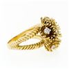 Image 5 : Vintage 14K Gold 0.48 ctw Diamond Twisted Wire Flower Burst Cluster Cocktail Rin