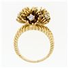 Image 7 : Vintage 14K Gold 0.48 ctw Diamond Twisted Wire Flower Burst Cluster Cocktail Rin