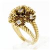 Image 8 : Vintage 14K Gold 0.48 ctw Diamond Twisted Wire Flower Burst Cluster Cocktail Rin