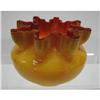 Image 1 : RUBY AND MUSTARD CASED GLASS VASE.
