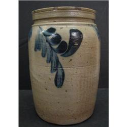 BLUE DECORATED STONEWARE CROCK