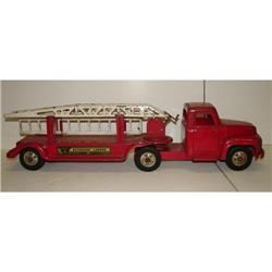 BUDDY L AERIAL LADDER TRUCK & TRAILER
