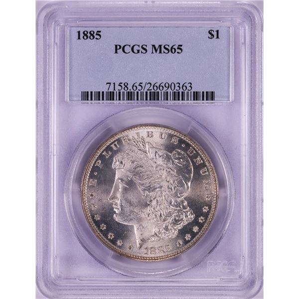 1885 $1 Morgan Silver Dollar Coin PCGS MS65