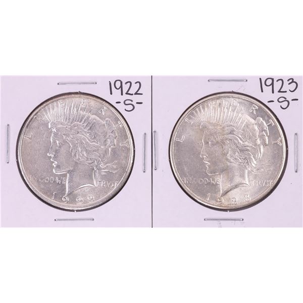Lot of 1922-S & 1923-S $1 Peace Silver Dollar Coins