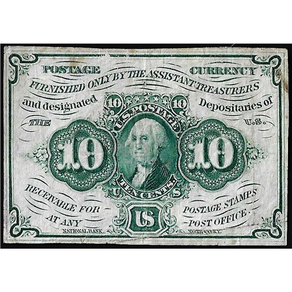 1862 First Issue Ten Cents Fractional Currency Note