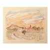 Image 1 : Ensrud "View of Meursault, Burgundy" Original Pencil on Paper