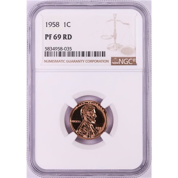 1958 Proof Lincoln Wheat Cent Coin NGC PF69RD