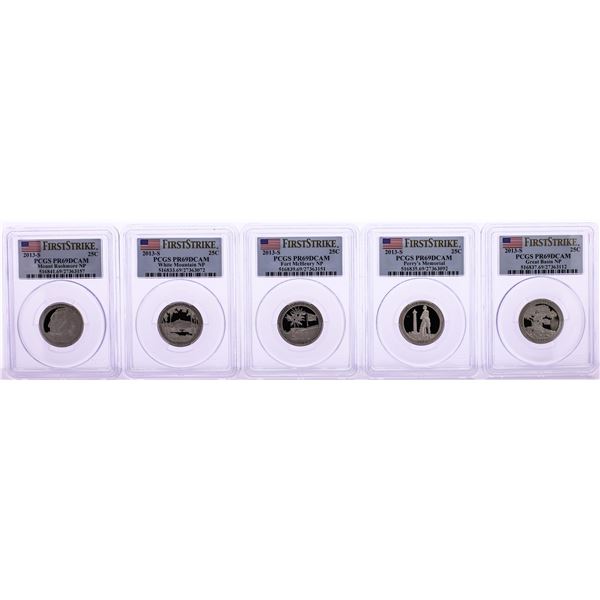 Set of (5) 2013-S Proof National Parks Quarter Coins PCGS PR69DCAM First Strike