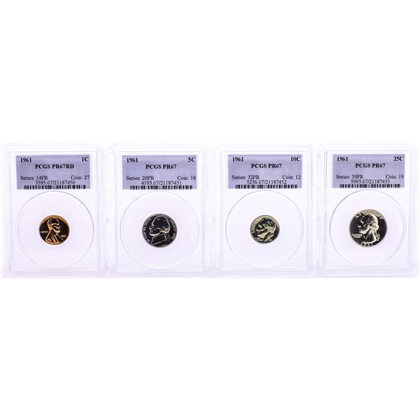 Lot of (4) 1967 United States Proof Coins PCGS PR67