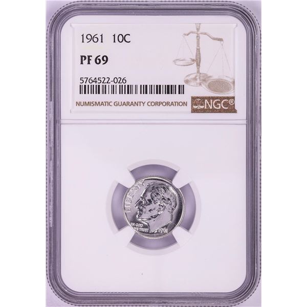 1961 Proof Roosevelt Dime Coin NGC PF69