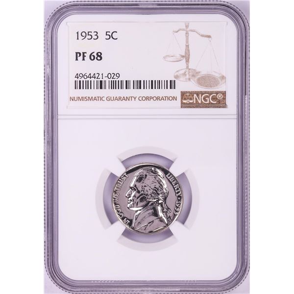 1953 Proof Jefferson Nickel Coin NGC PF68