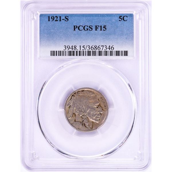1921-S Buffalo Nickel Coin PCGS F15