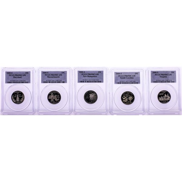 Set of (5) 2000-S Proof State Quarter Coins PCGS PR69DCAM