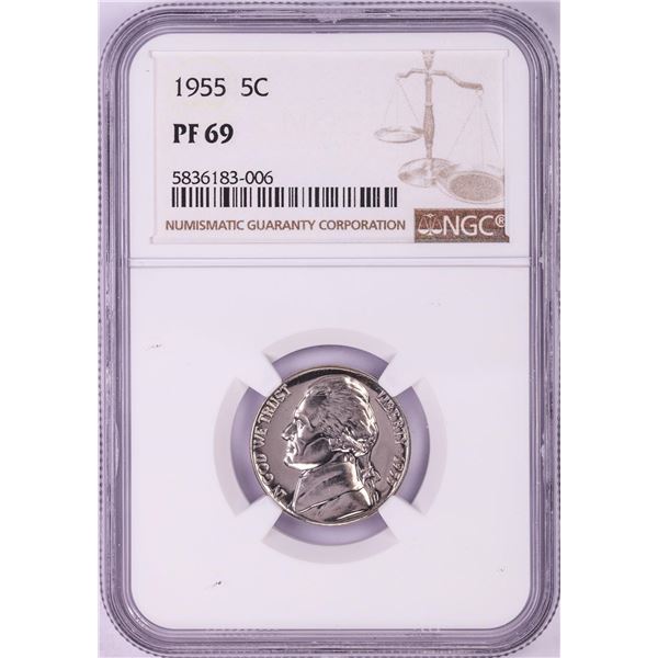 1955 Proof Jefferson Nickel Coin NGC PF69