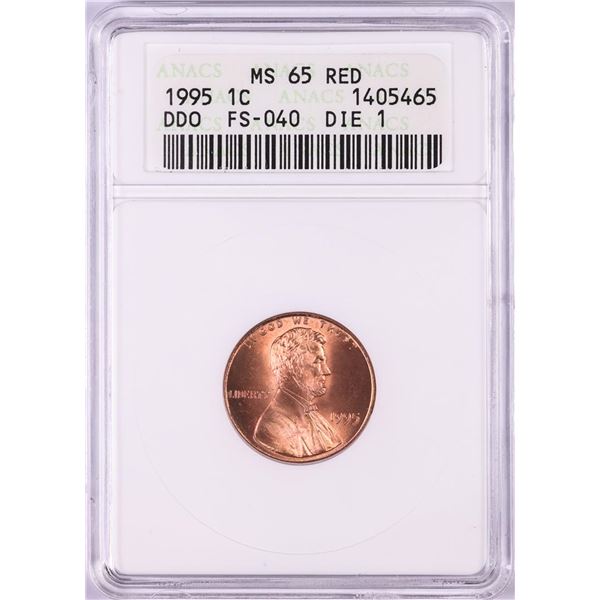 1995 DDO FS-040 Lincoln Memorial Cent Coin ANACS MS65 Red