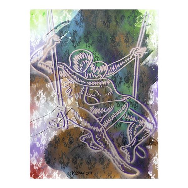 Kostabi "Spring Break" Original Mixed Media on Paper