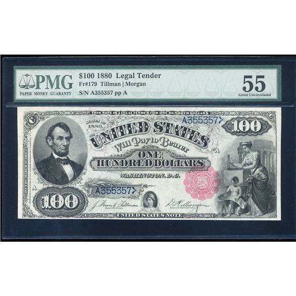 1880 $100 Legal Tender Note Fr.179 PMG About Uncirculated 55